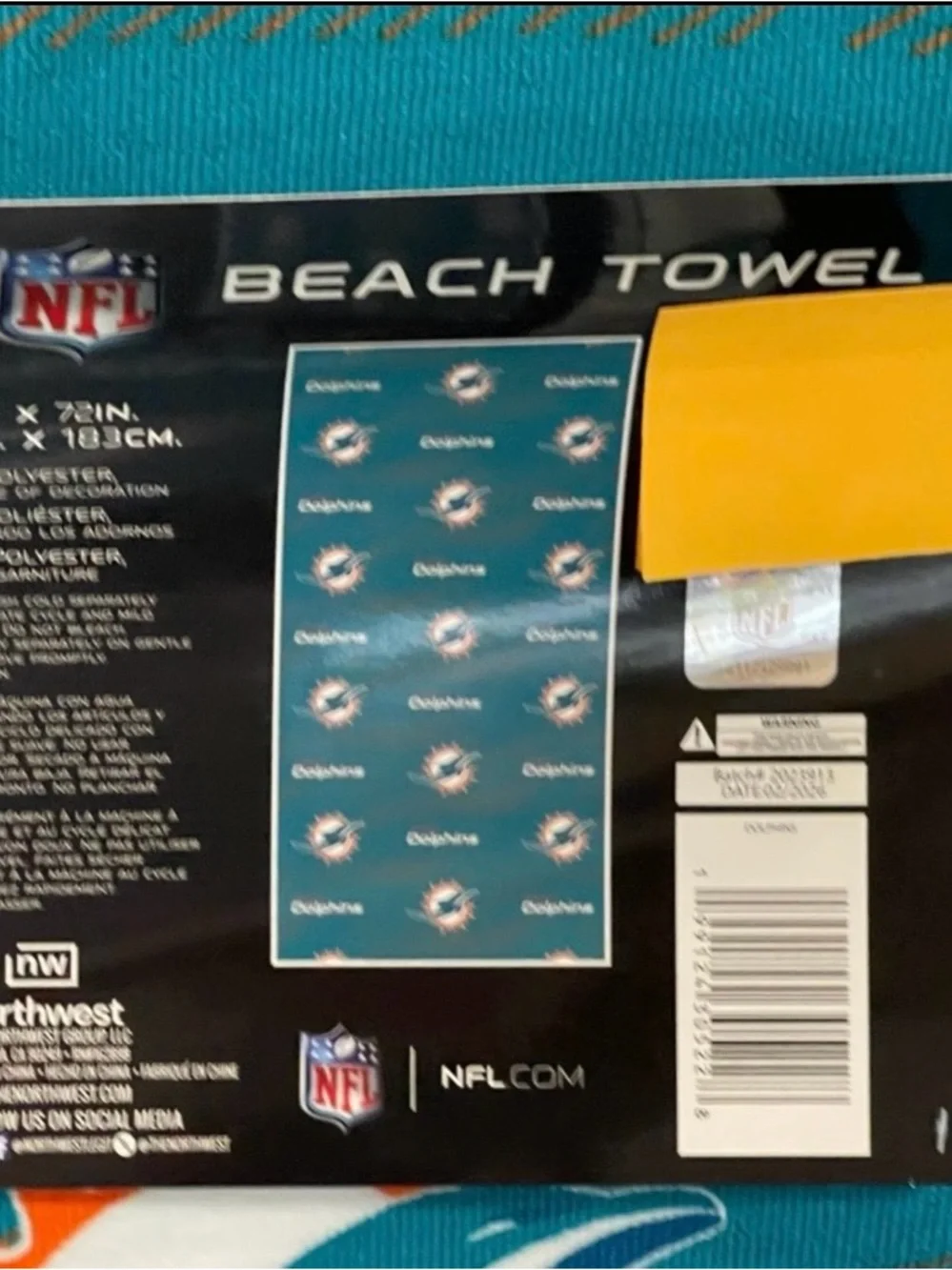 NFL Miami Dolphins Beach Towel - Football Miami Dolphins